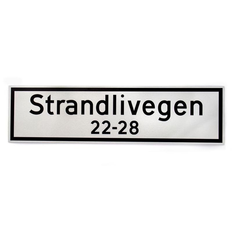 Tilvisningsskilt med veinavn/husnummer enkeltsidig  16x60 cm