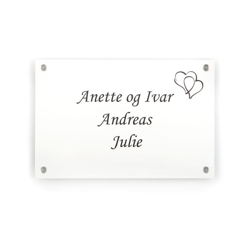 Dørskilt med hjerter   9x13,5 cm
