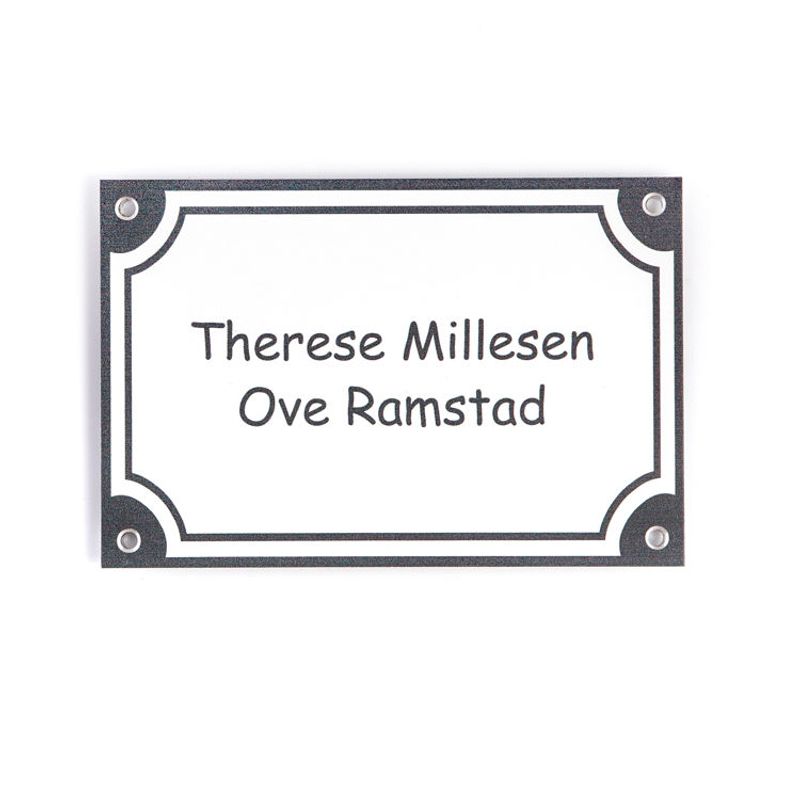 Dørskilt med vintage ramme - grå  9x13,5 cm