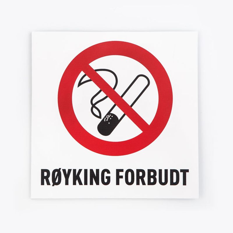 Røyking forbudt -klistremerke 15x15 cm