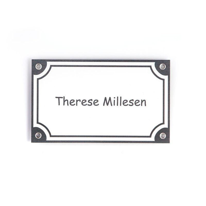 Dørskilt med vintage ramme - grå  7,5x12,5 cm