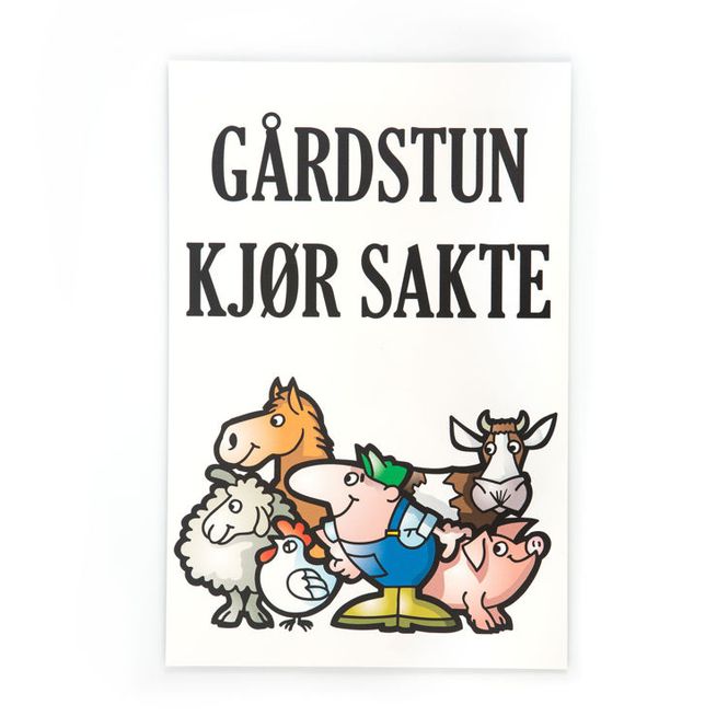 Hovedbilde Gårdstun, kjør sakte skilt med motiv