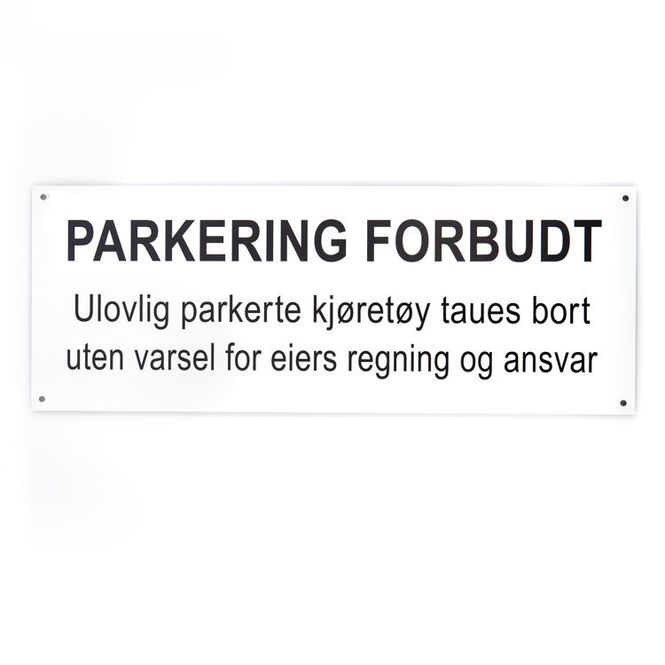 Hovedbilde Parkering forbudt med undertekst -for vegg 15x40 ...