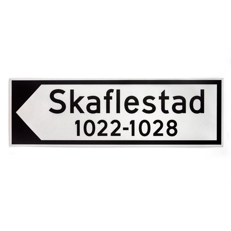 Tilvisningsskilt med veinavn/husnummer -enkeltsidig 16x50 cm